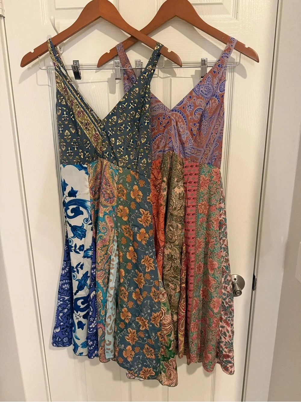 Karma HighWay Silk Blend Patchwork Boho Midi Dresses One Size Bundle of 2